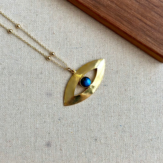 Labradorite In Eye Long Gold-plated Necklace