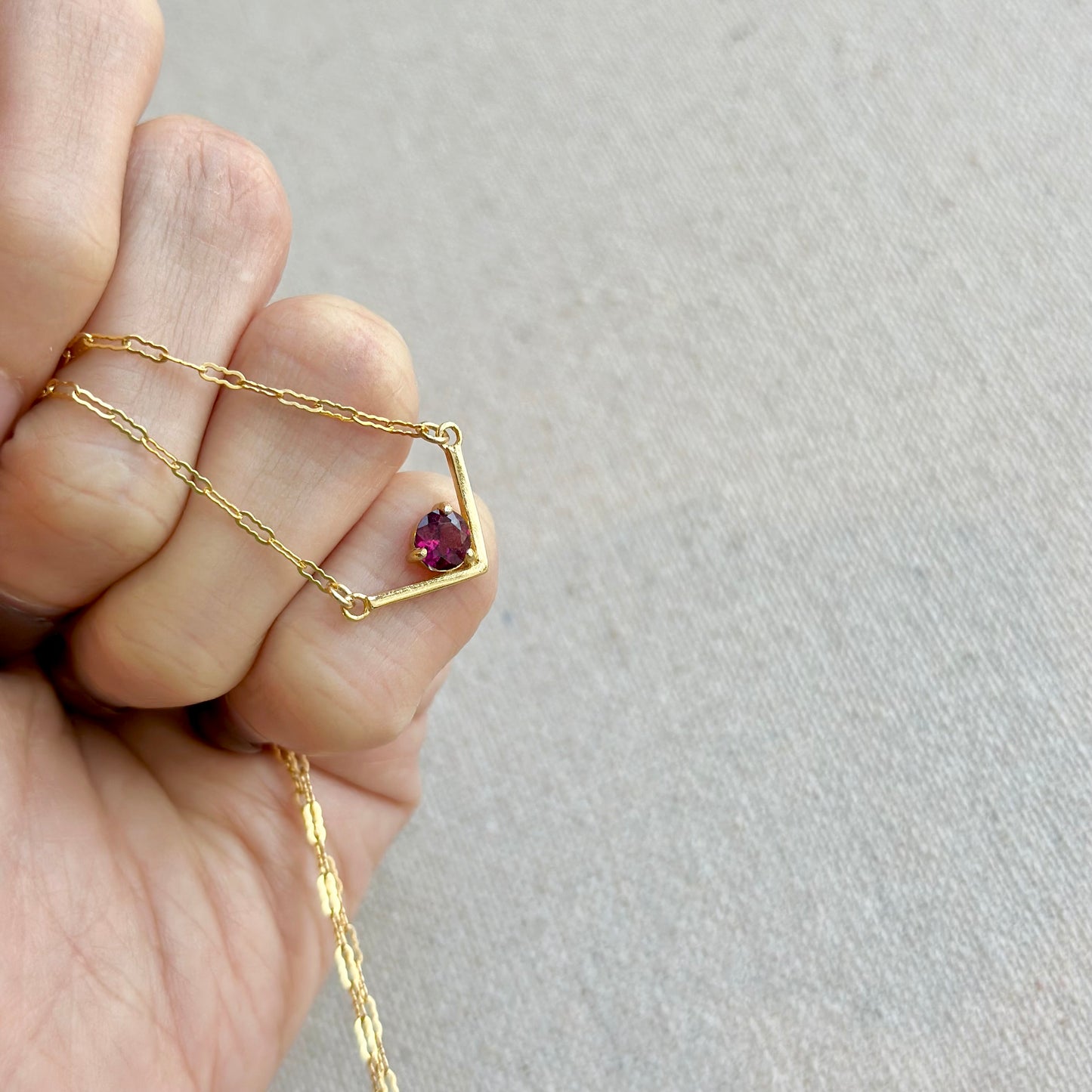 Garnet V-shaped 14k Gold-filled Necklace