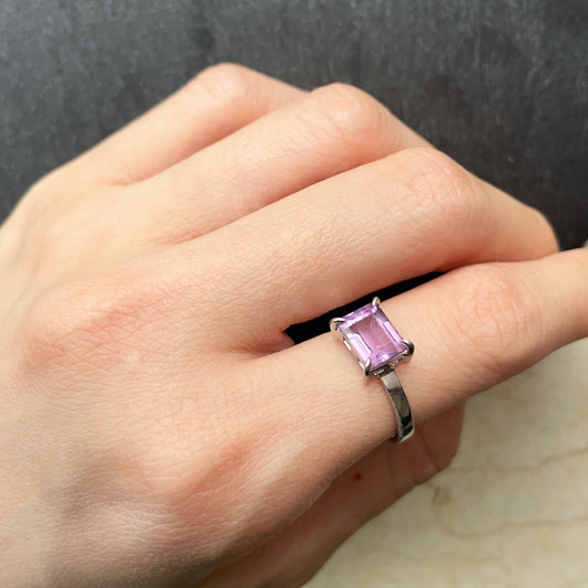 Amethyst Adjustable Sterling Silver Ring