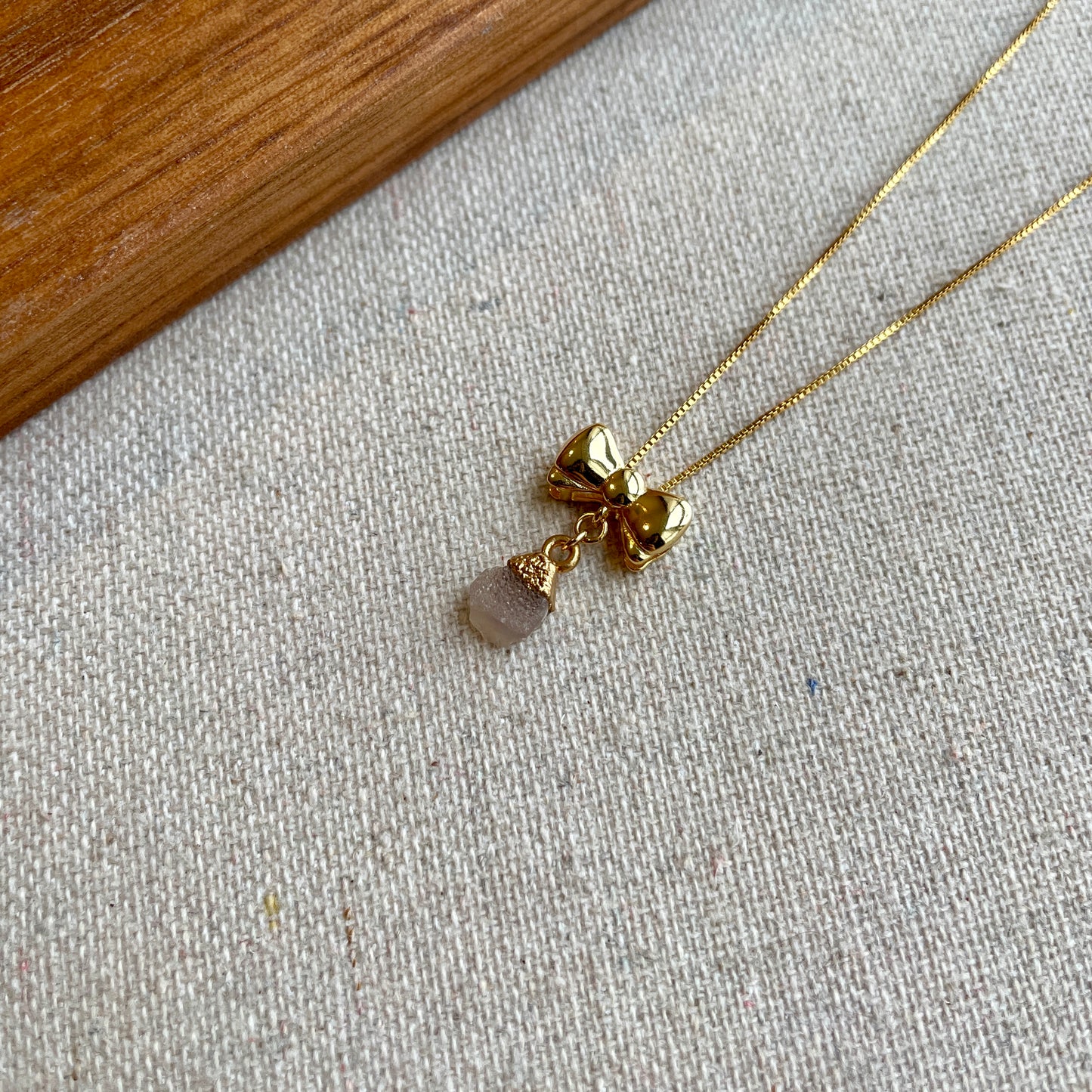 Druzy Raw Stone And Bow 14k Gold-filled Necklace