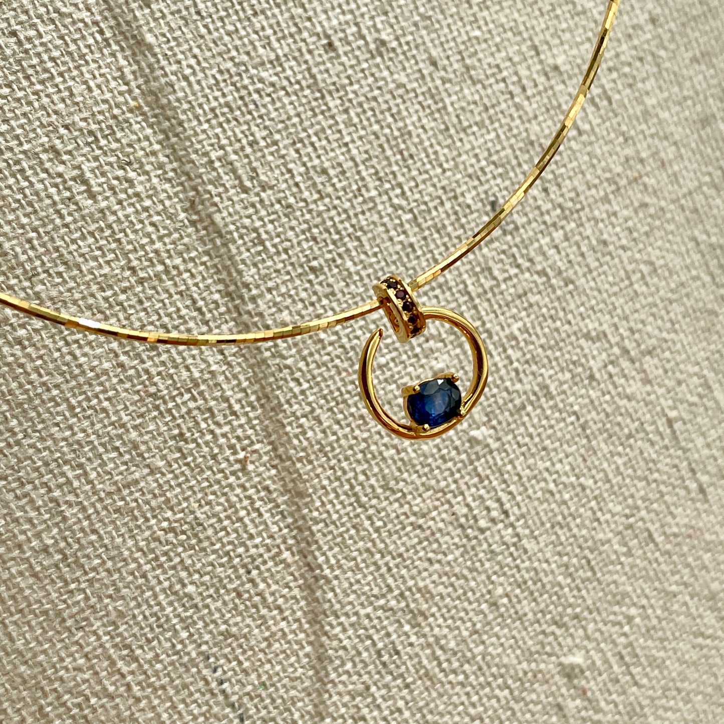 Sapphire And Garnet Choker Wire Gold-plated Necklace