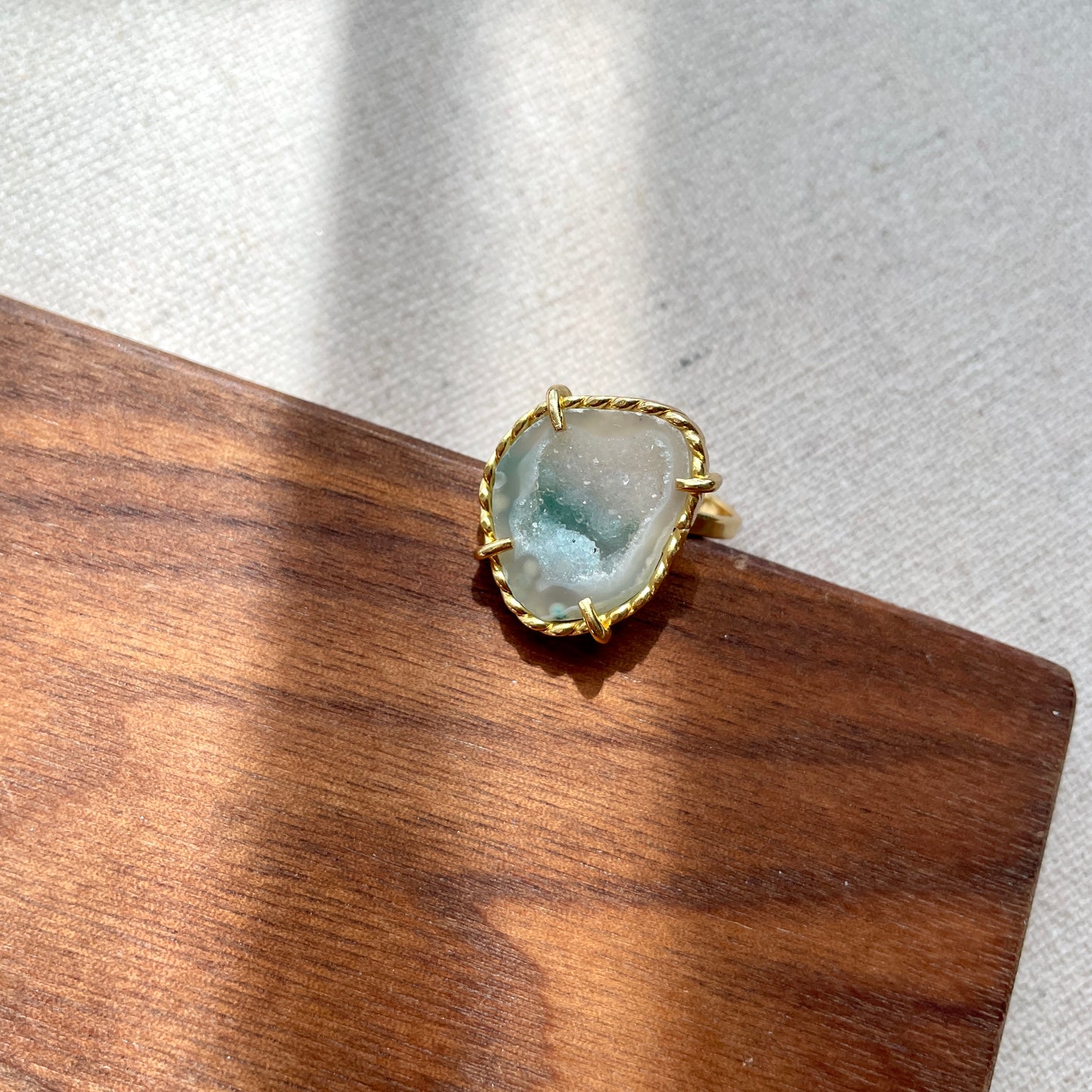 Agate Geode Adjustable Gold-plated Ring