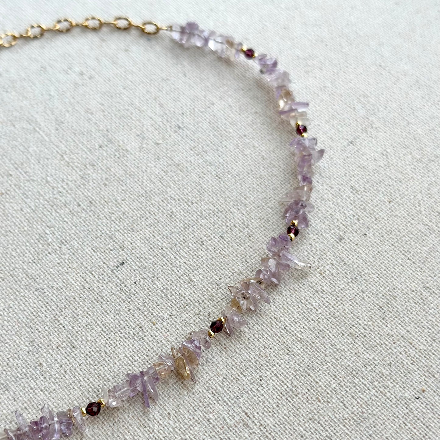 Ametrine Beads Mixed Gold-plated Chain Hoop Toggle Necklace