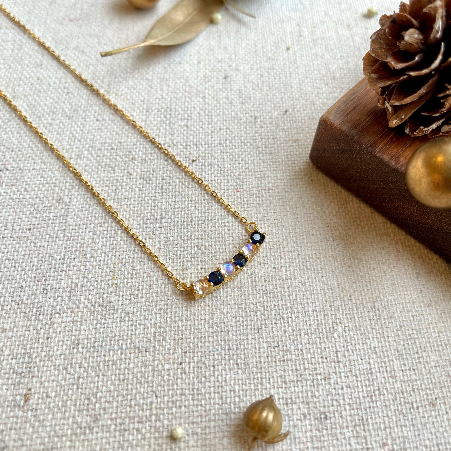 Sapphire And Moonstone Gold-plated Necklace