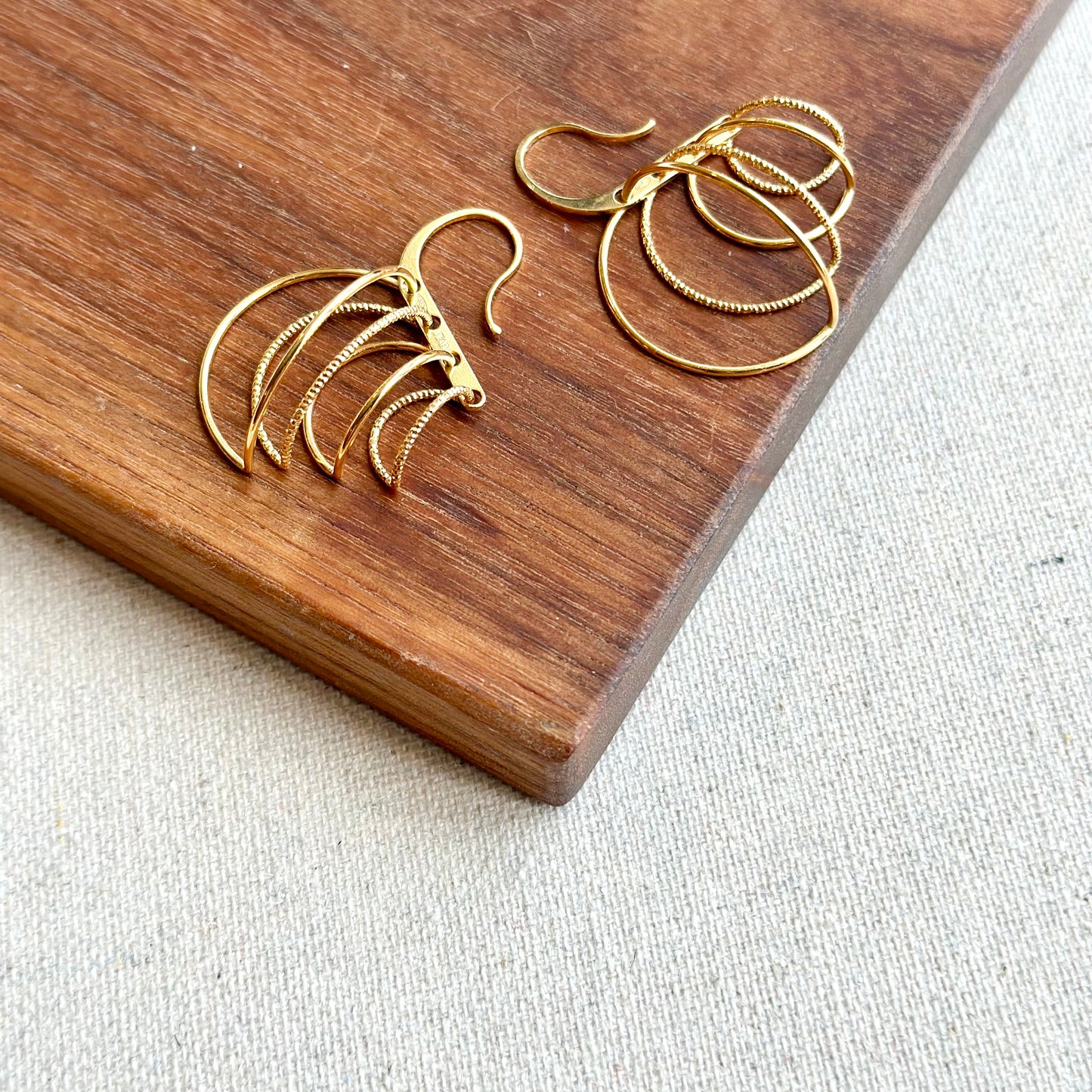 Leaves Gold-plated Italian Sterling Silver Hoop Earring