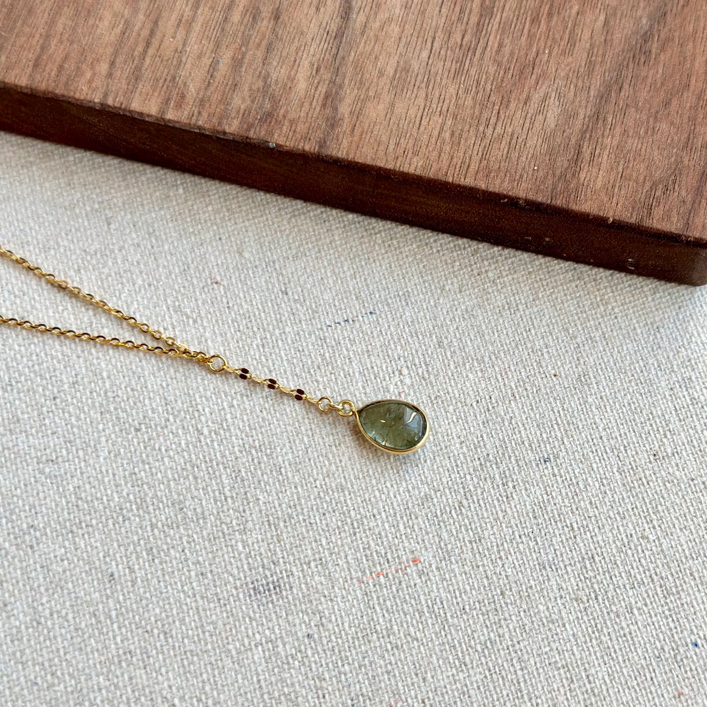 Watermelon Tourmaline Dropped Dainty Chain Gold-plated Sterling Silver Necklace