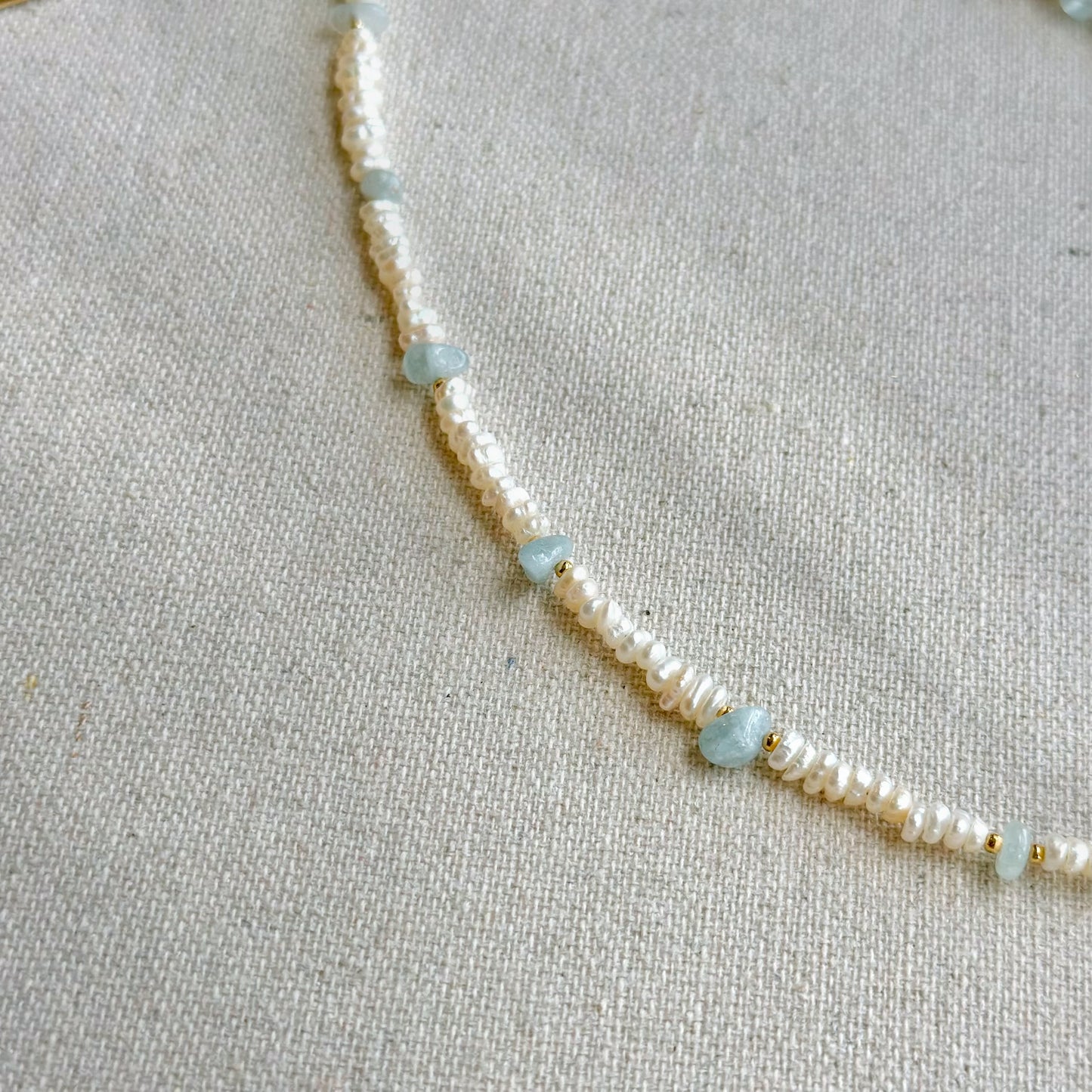 Druzy And Baroque Pearls Mixed Aquamarine Beaded Necklace