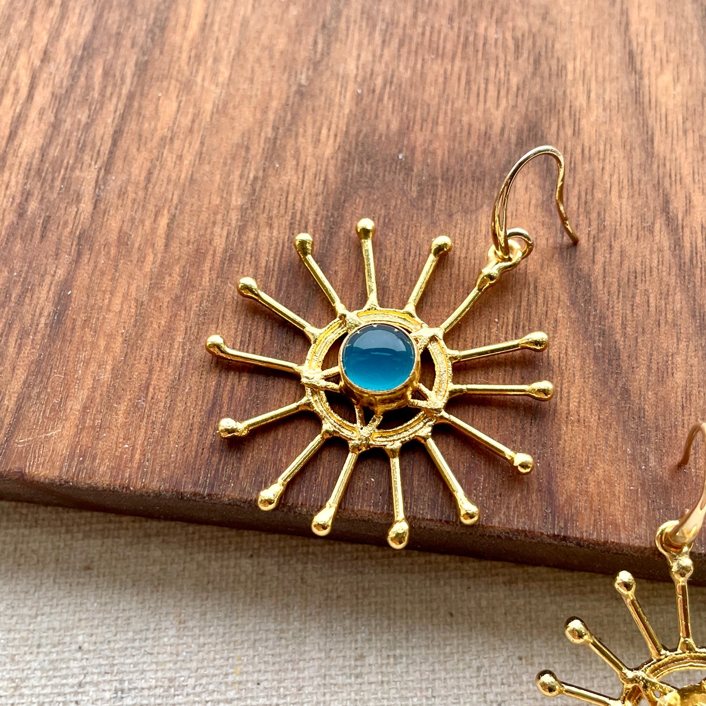 Sunburst Blue Chalcedony Earring