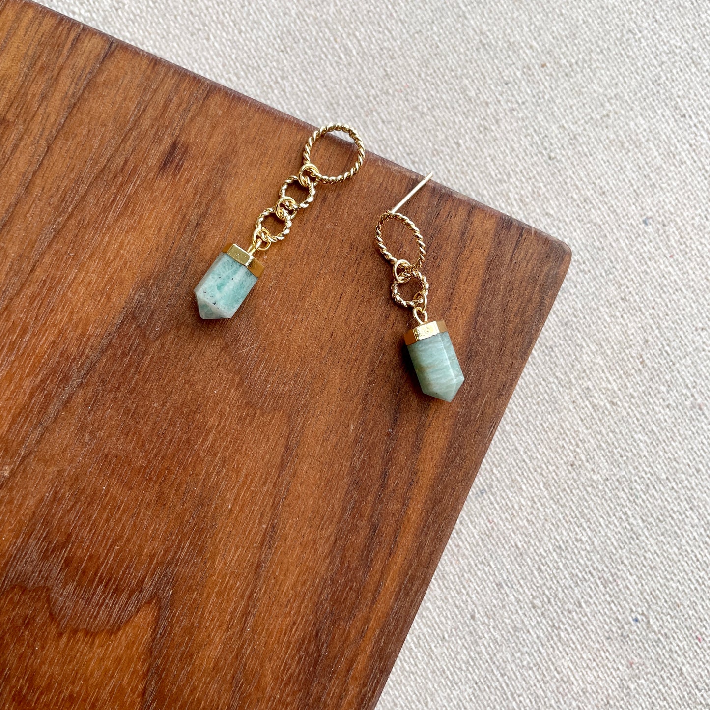 Amazonite Twisted Gold-plated Earring