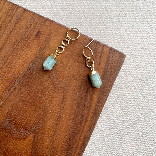 Amazonite Twisted Gold-plated Earring