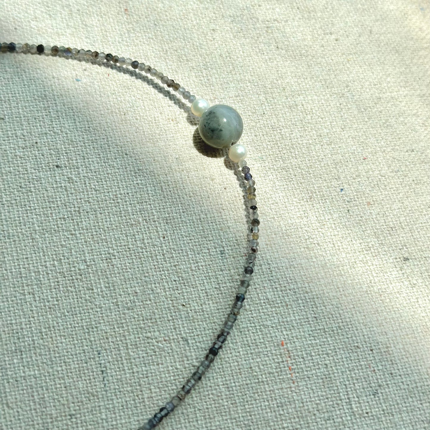 Beryl And Black Rutilated Quartz Beaded Choker Necklace