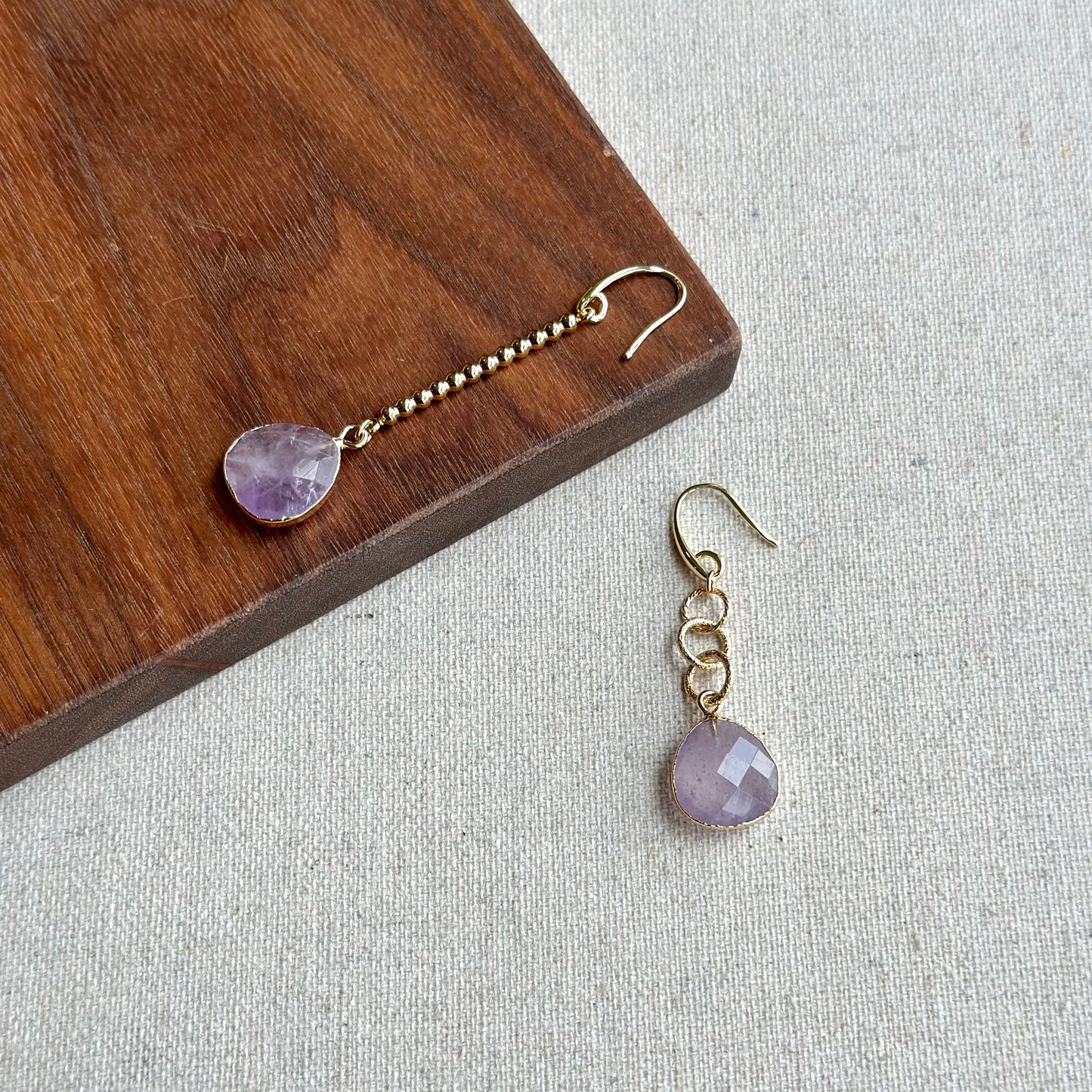 Amethyst Drop Dangle Gold-plated Earring