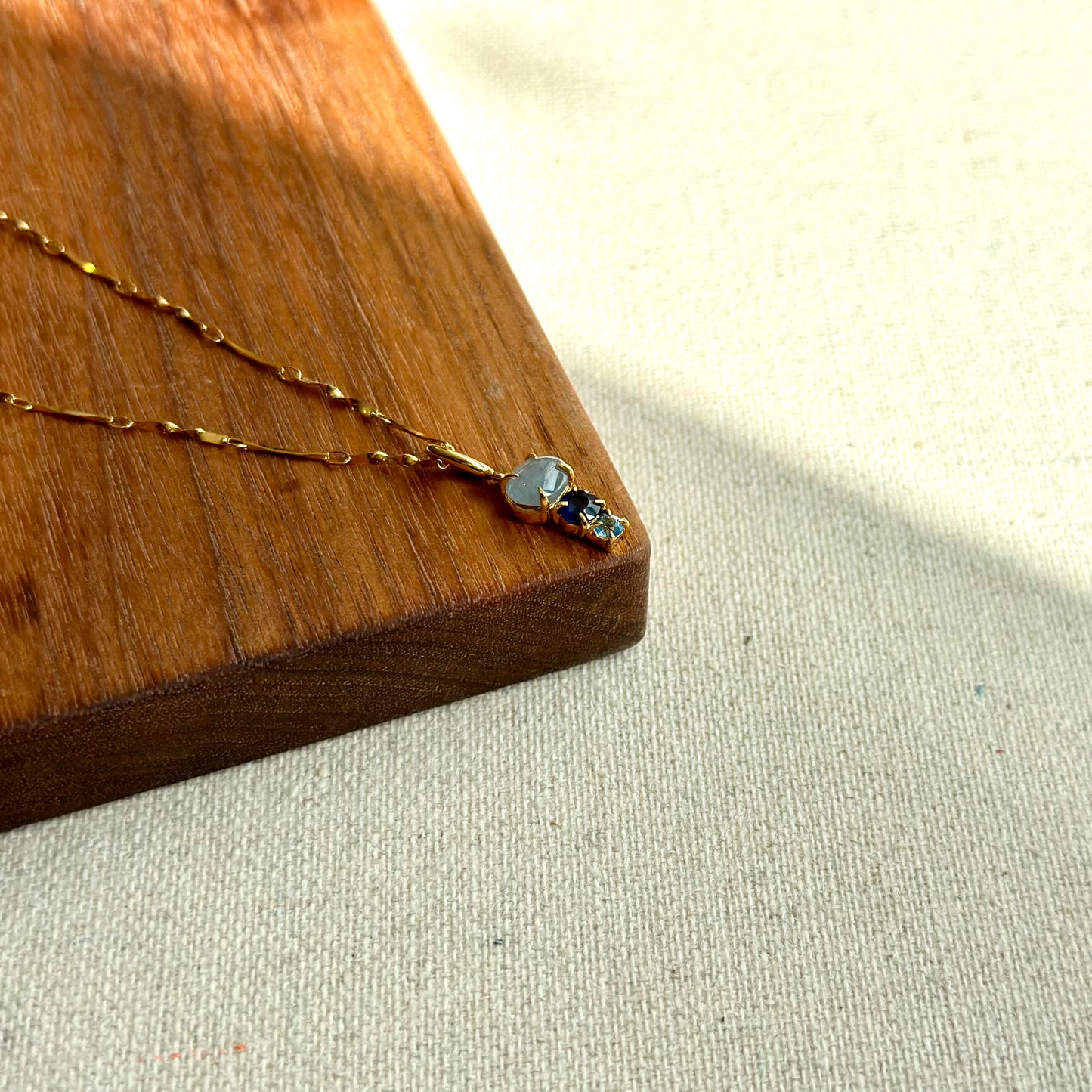 Sapphire And Star Sapphire With Topaz Gold-plated Sterling Silver Necklace