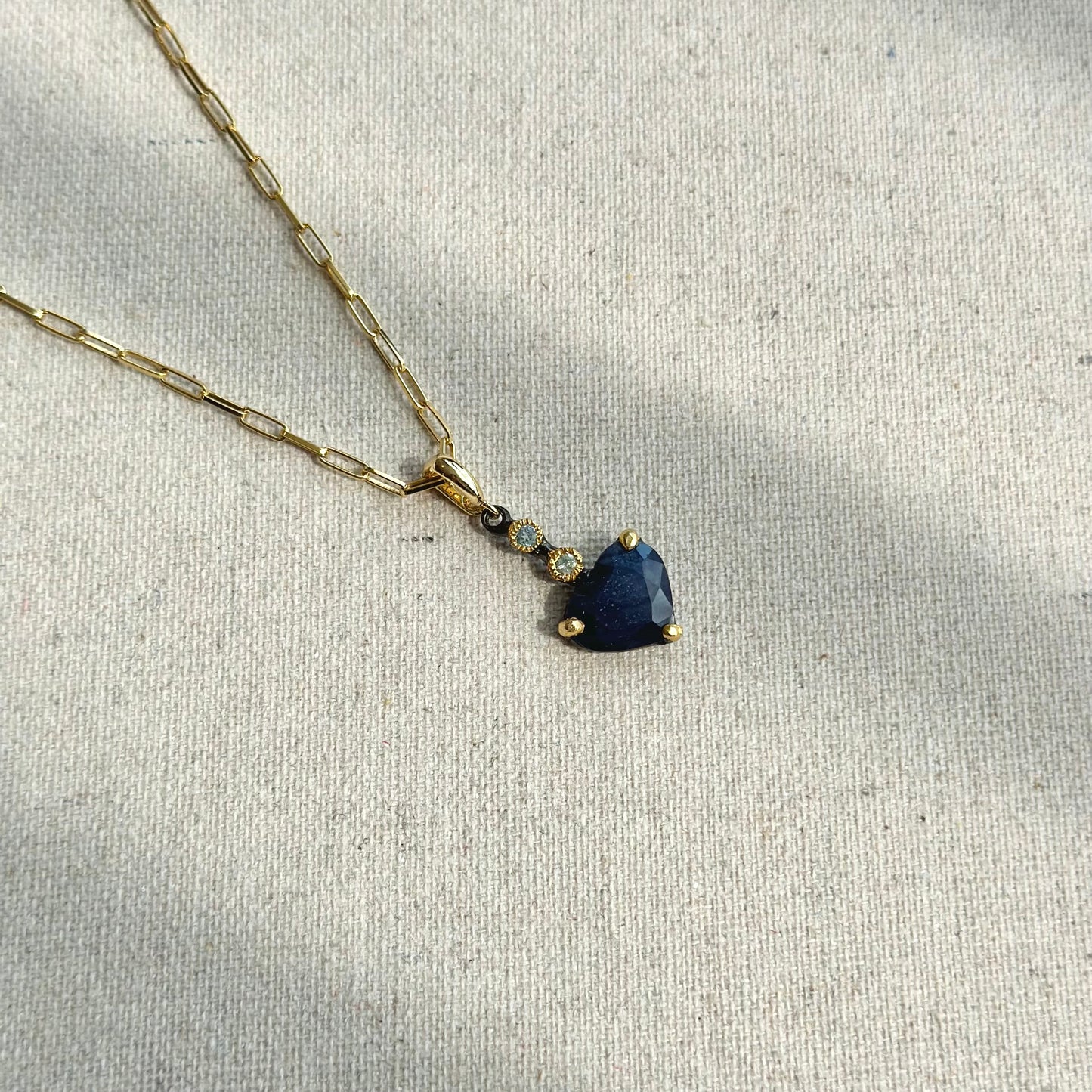 Sapphire Heart And Topaz Gold-plated Italian Sterling Silver Necklace