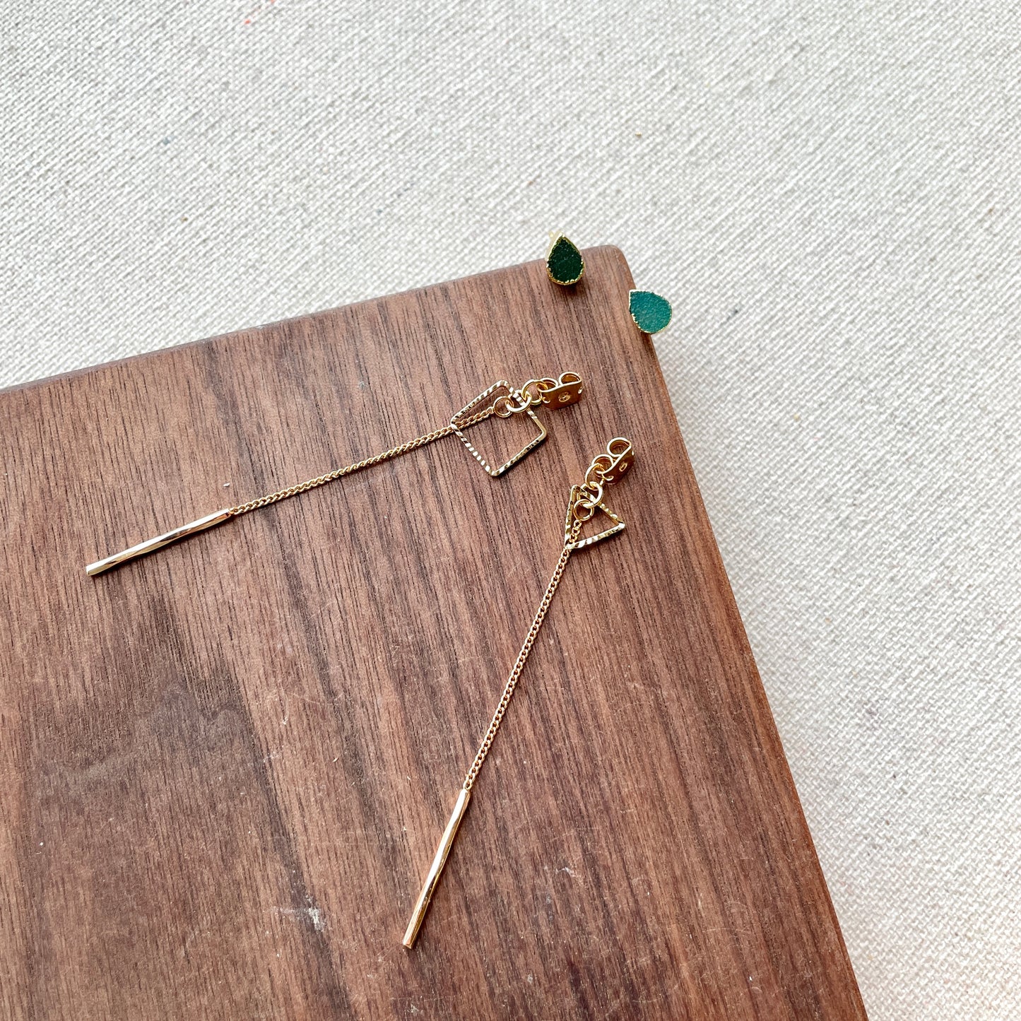 Green Druzy Stone Asymmetric Two-way Earring