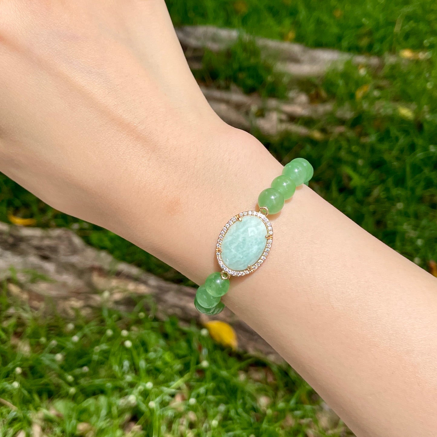 Amazonite And Aventurine Beaded Bracelet