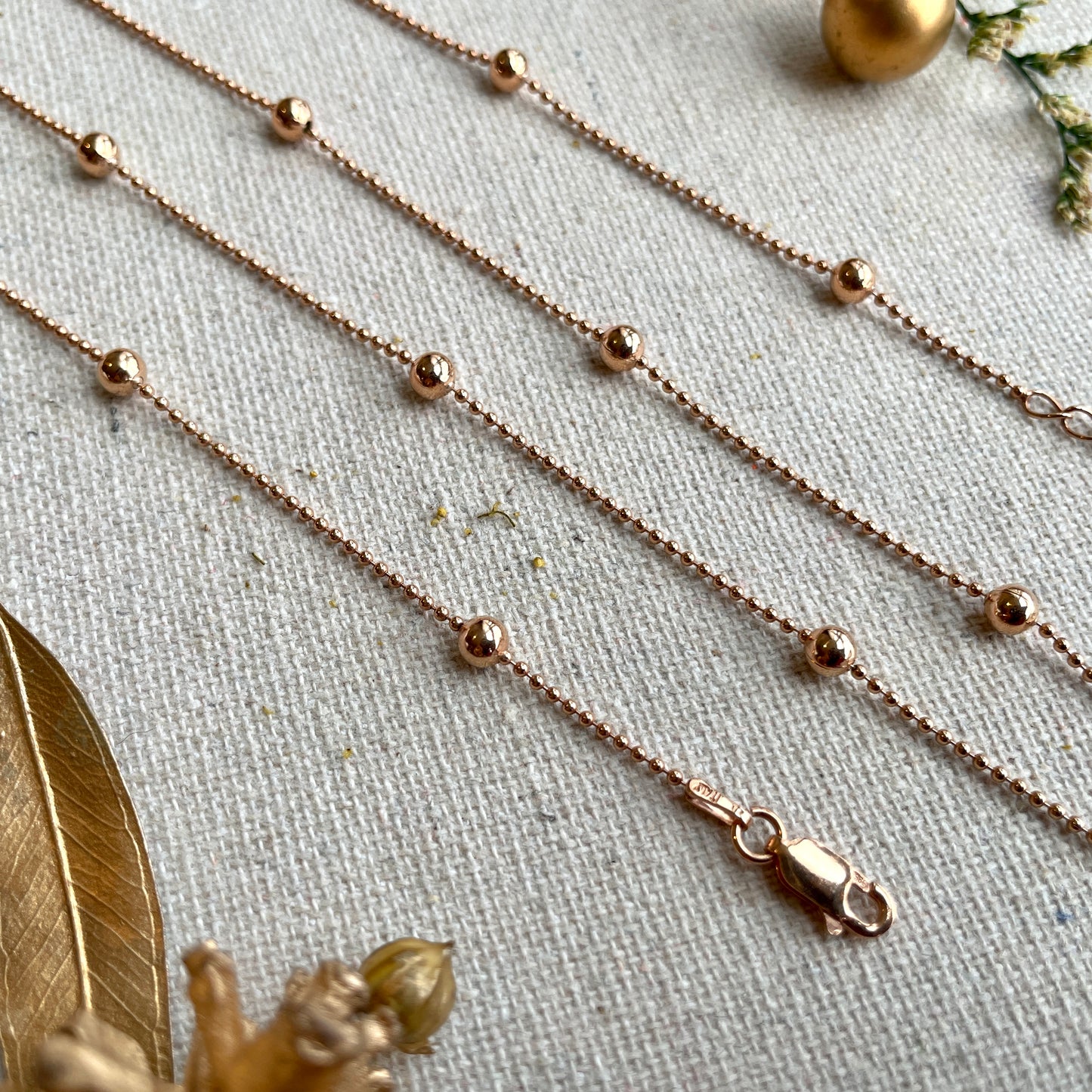 Two-way Rose Gold-plated Italian Sterling Silver Dotty Mixed Chain Extra Long Necklace