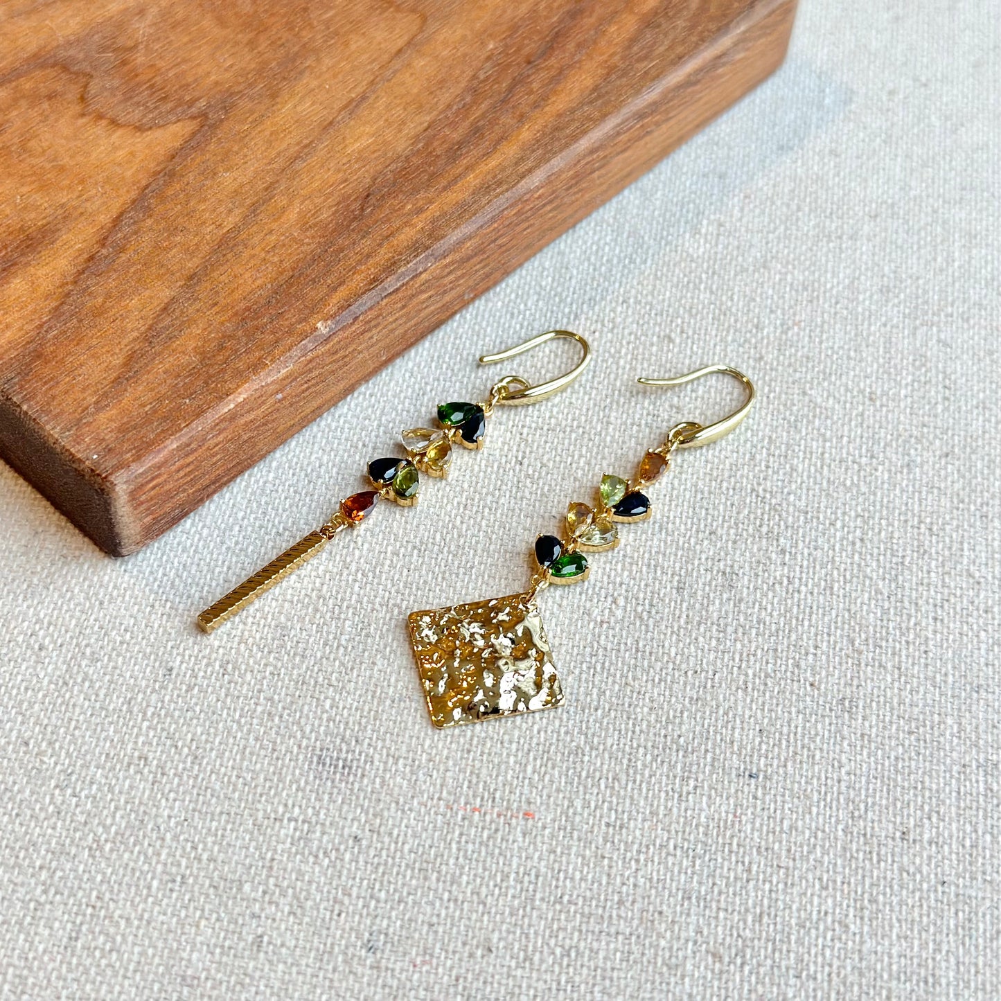 Tourmaline And Sapphire Gold-plated Earring