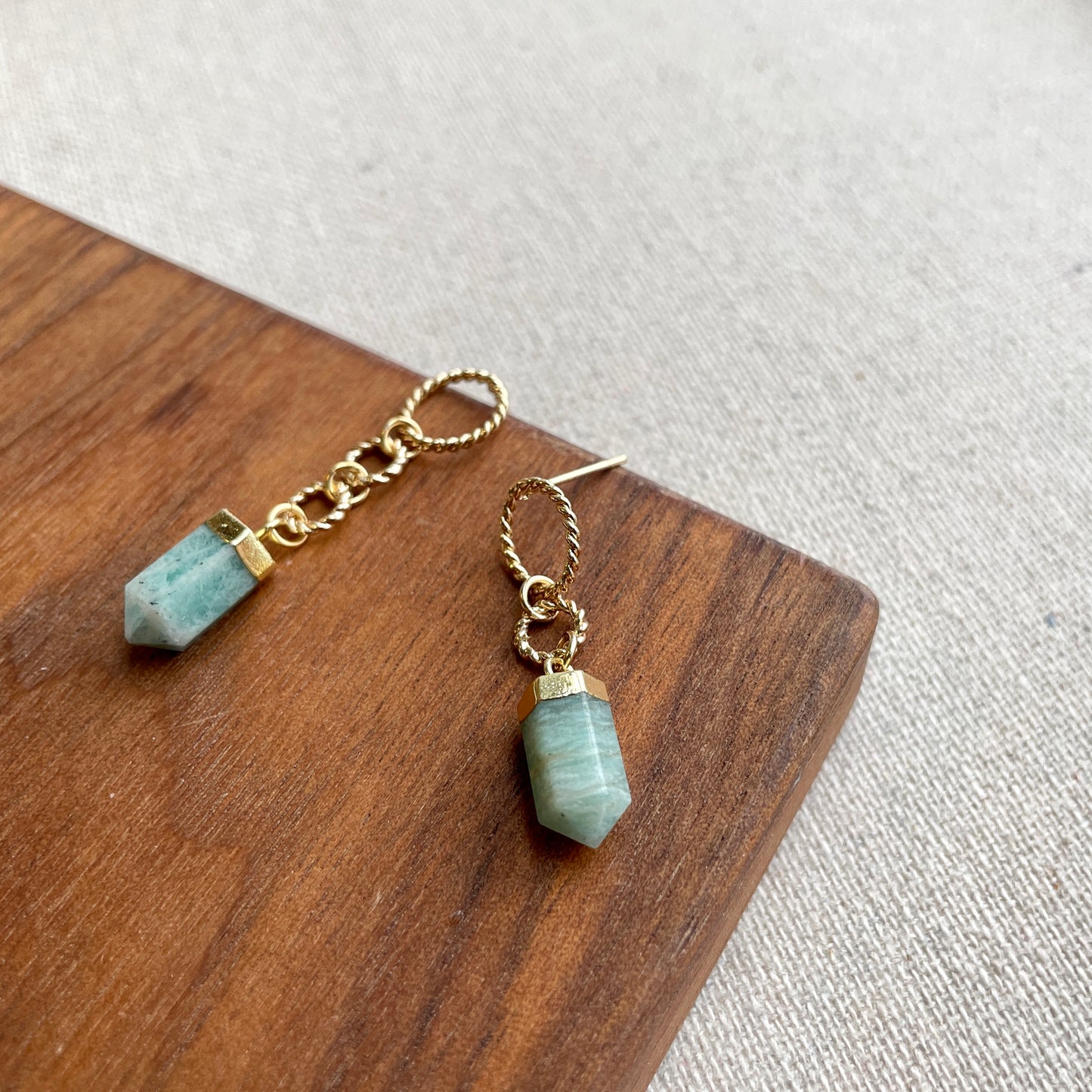 Amazonite Twisted Gold-plated Earring