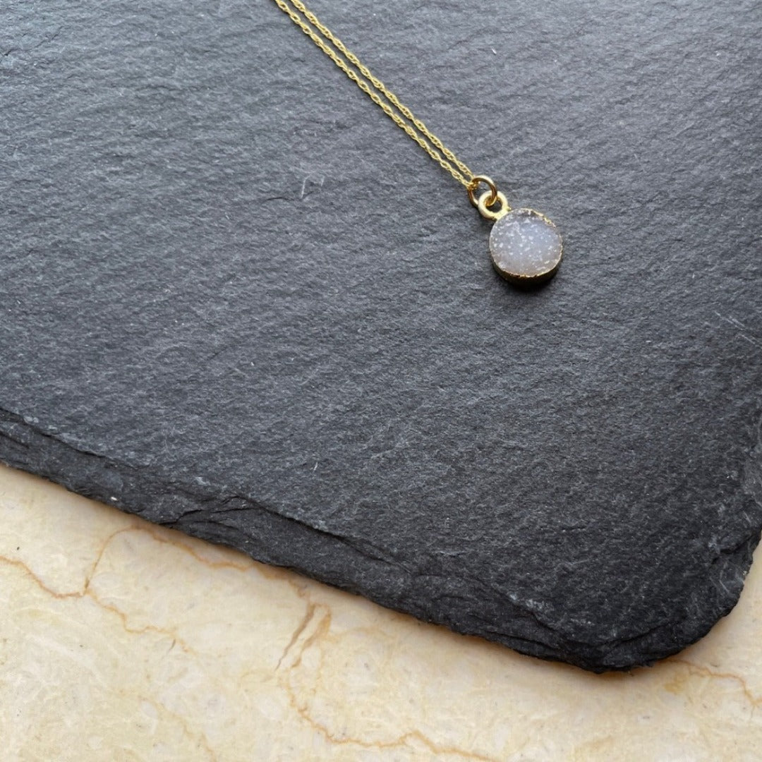 White Druzy Stone 14k Gold-filled Necklace