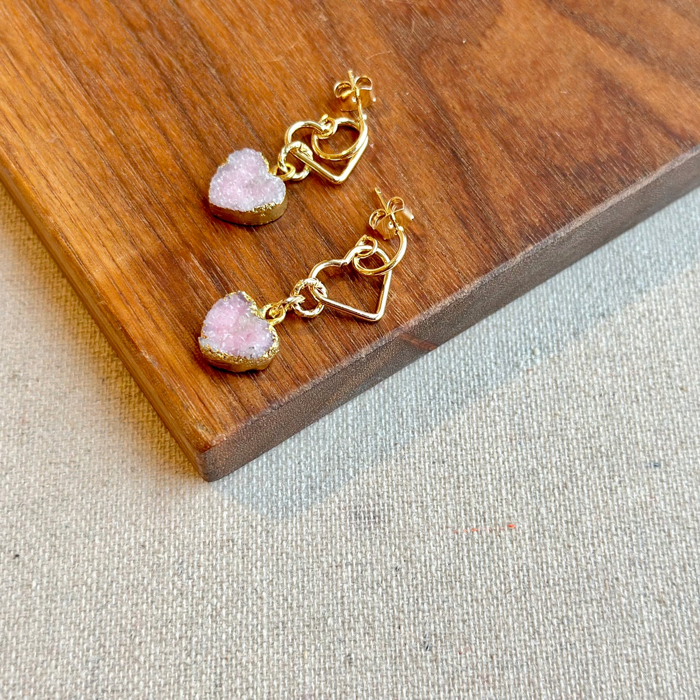 Druzy Heart Gold-plated Earring