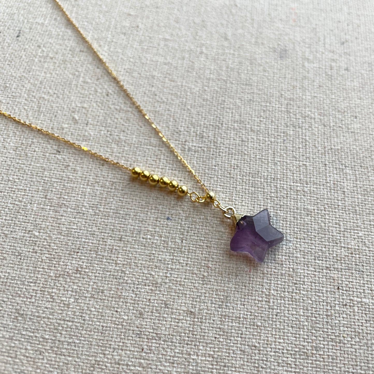 Star-shaped Amethyst Y-shaped Gold-plated Necklace