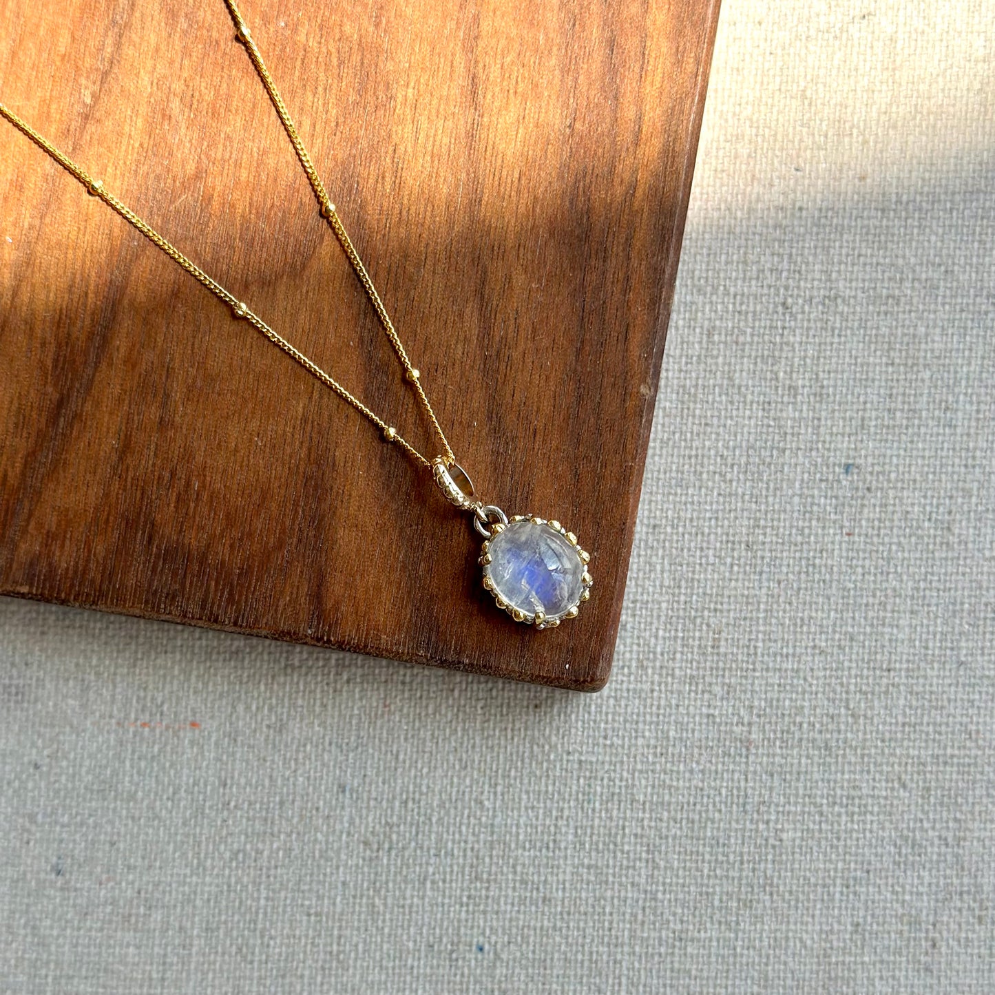 Moonstone Pendant Two-way Gold-plated Sterling Silver Necklace