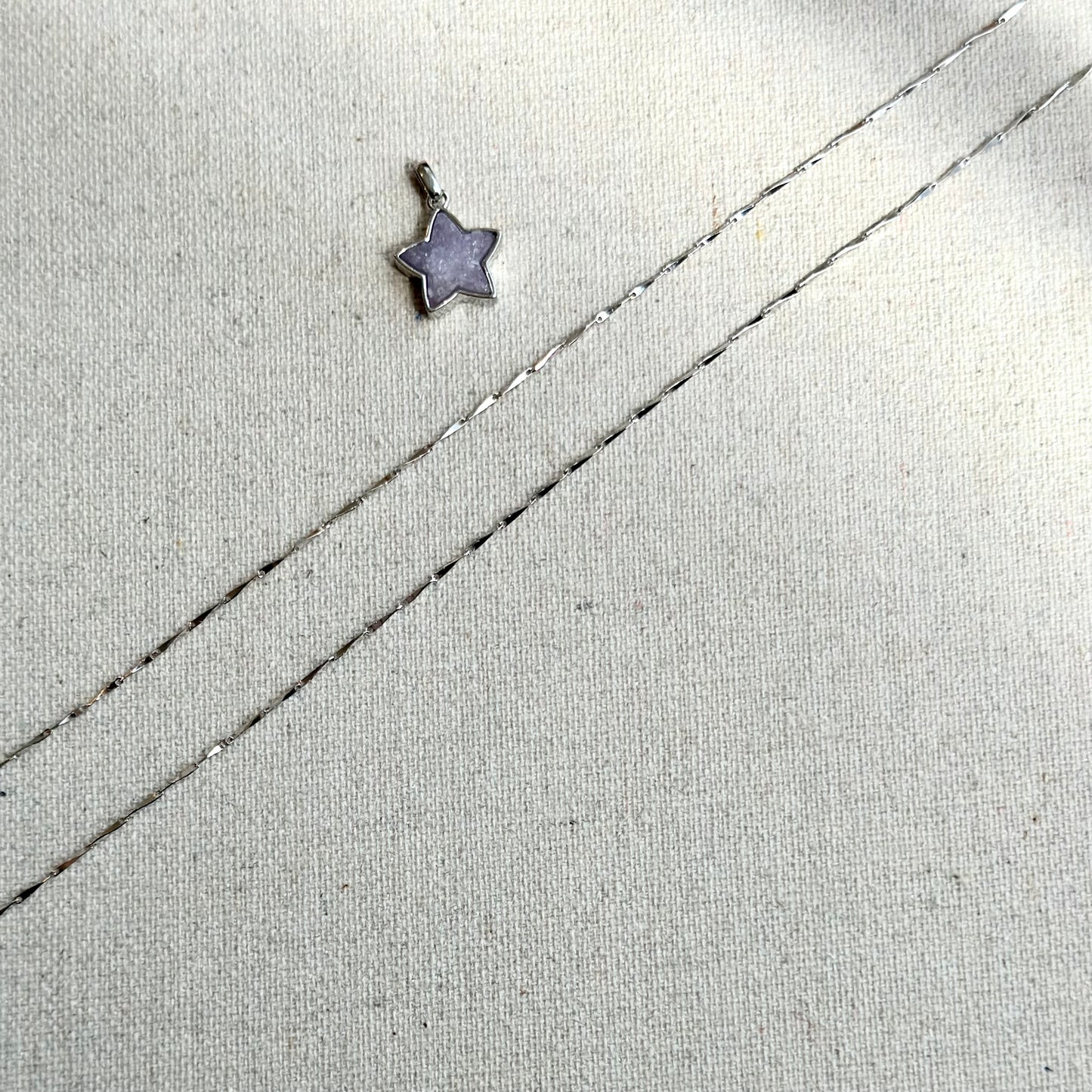 Star-shaped Druzy Stone Sterling Silver Necklace