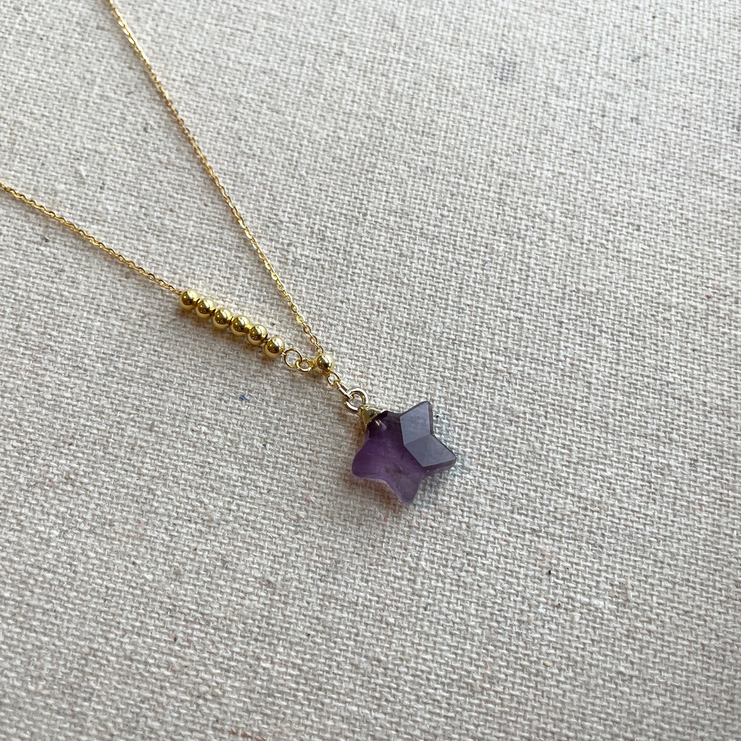 Star-shaped Amethyst Y-shaped Gold-plated Necklace