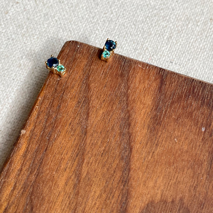 Sapphire And Emerald Gold-plated Sterling Silver Ear Stud