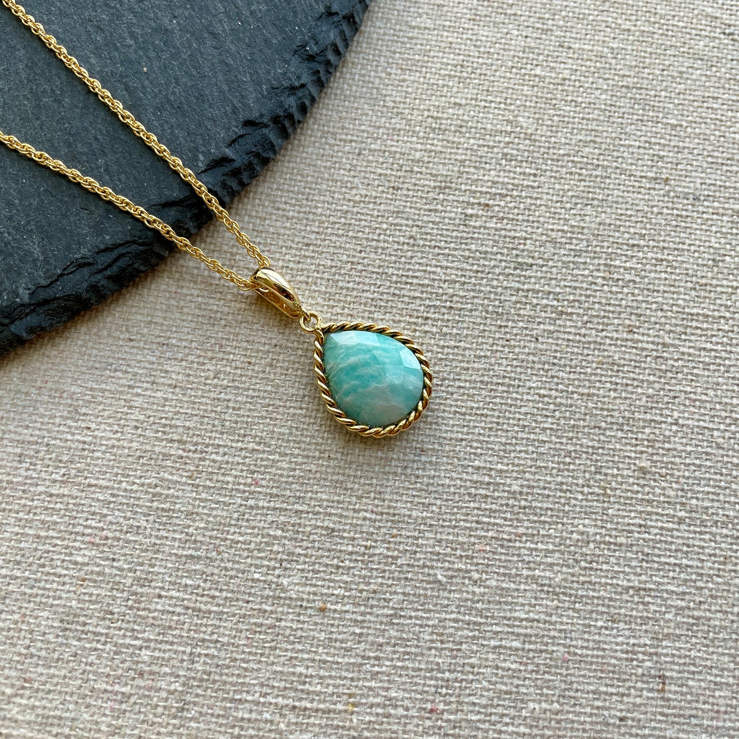 Amazonite Spiral Chain Gold-plated Necklace