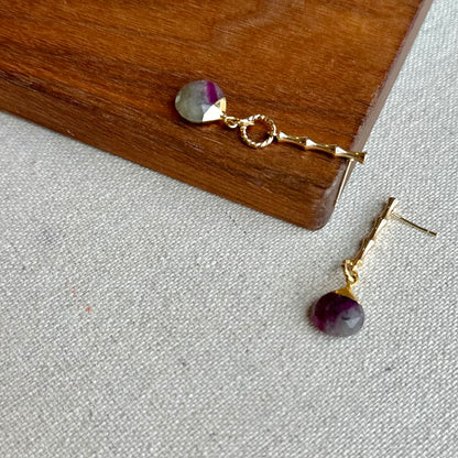 Ruby Zoisite Gold-plated Earring