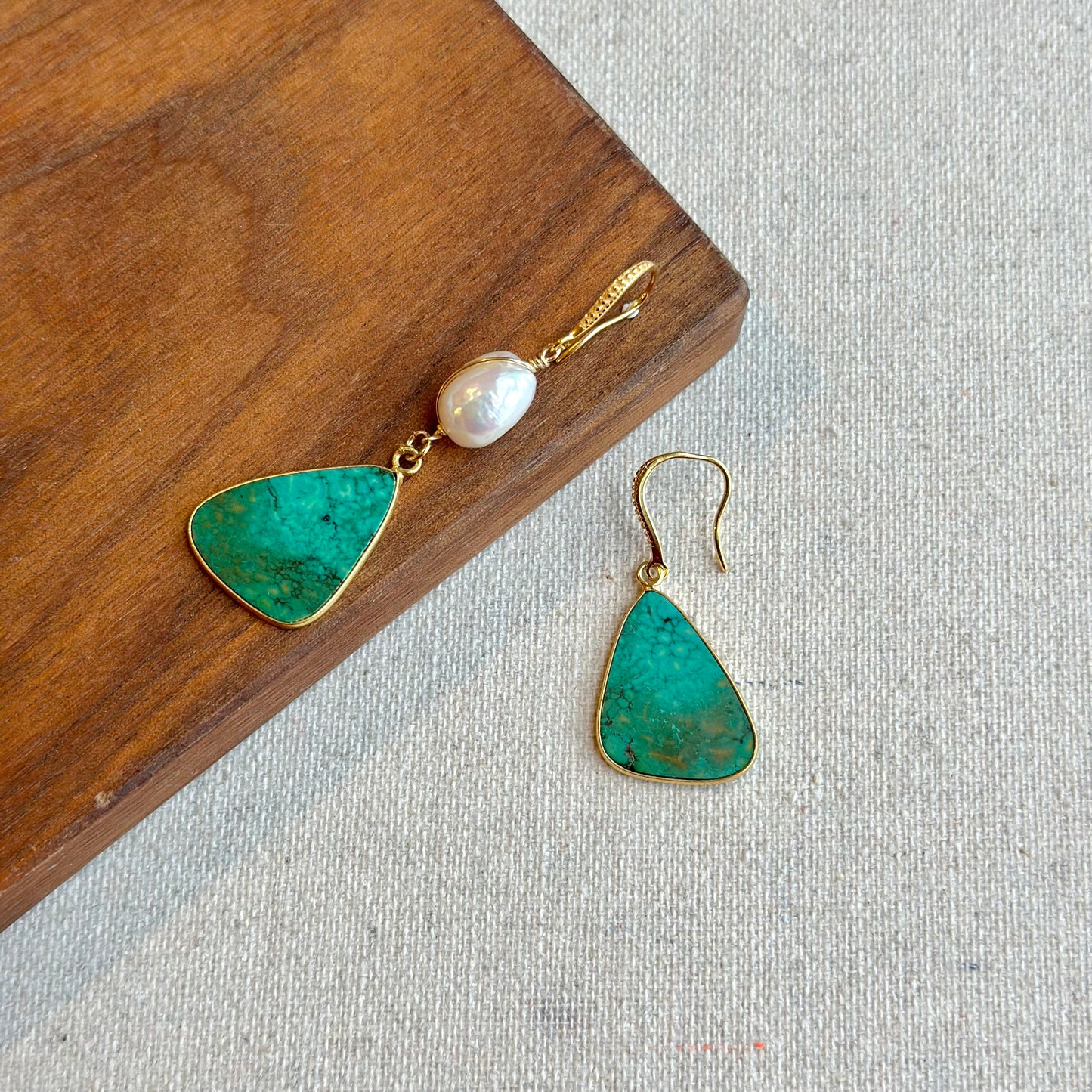 Tibetan Turquoise And Freshwater Pearl Earring