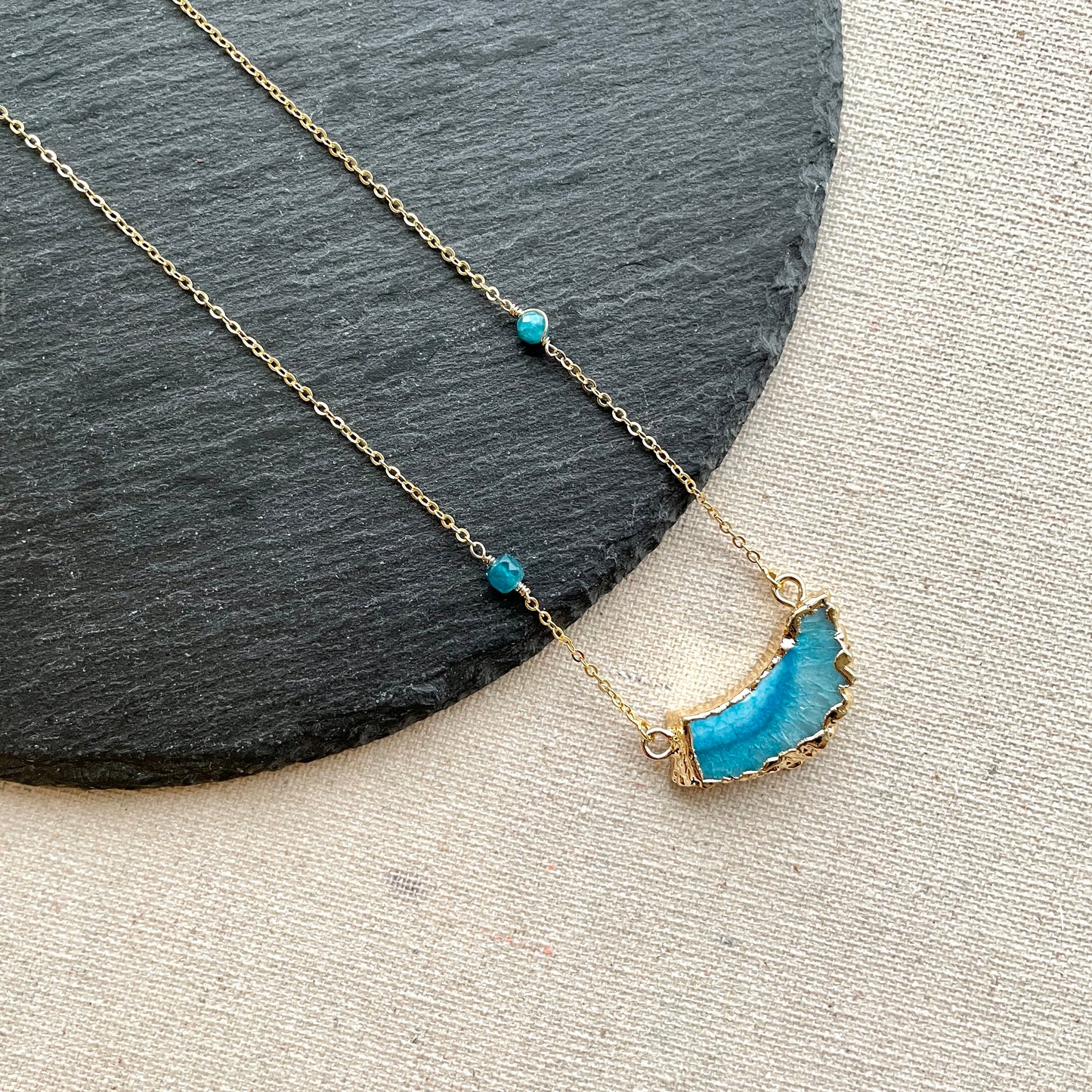 Watergreen Agate And Apatite Gold-plated Necklace