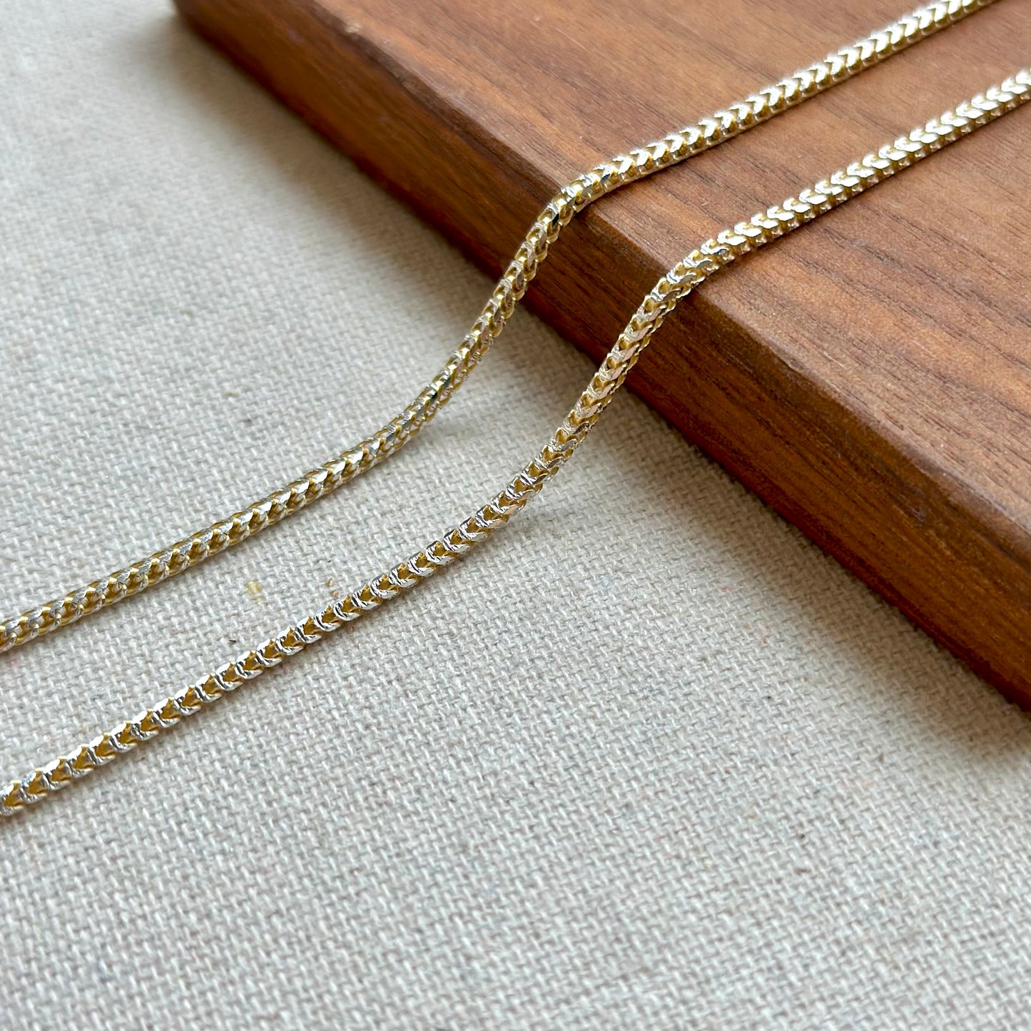 Two Tone Bone Chain Gold-plated Italian Sterling Silver Necklace