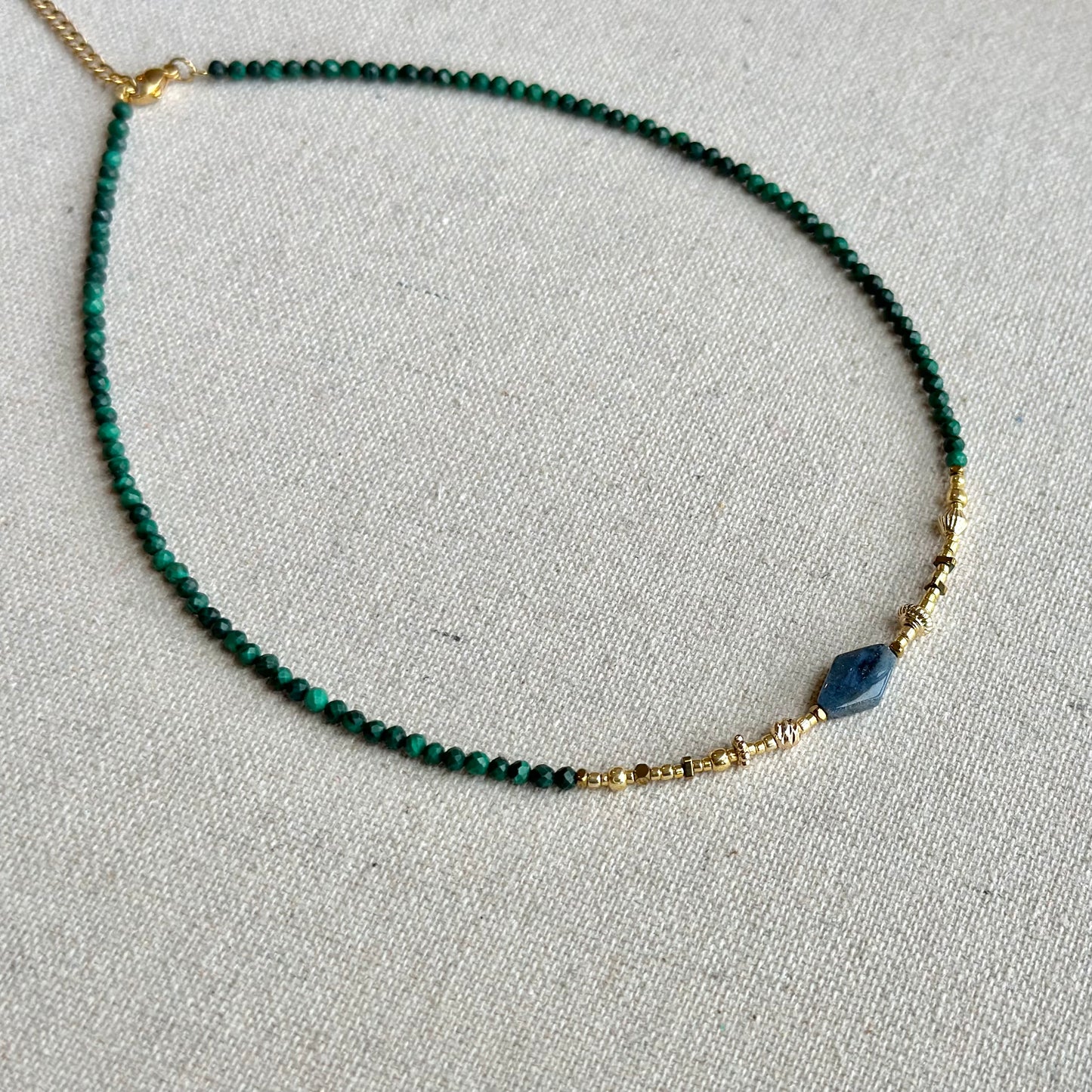 Malachite and Sodalite Beaded Choker Necklace