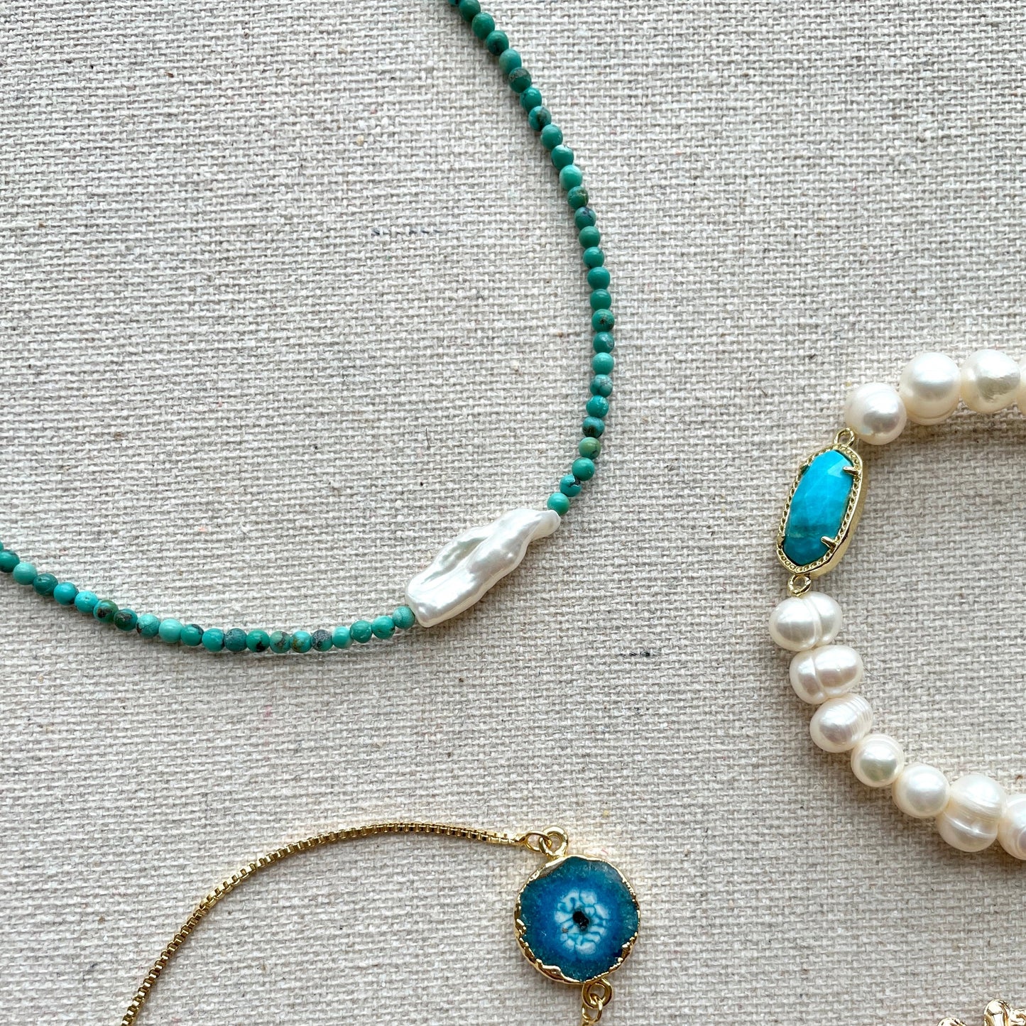 Turquoise Beads And Freshwater Pearls Necklace