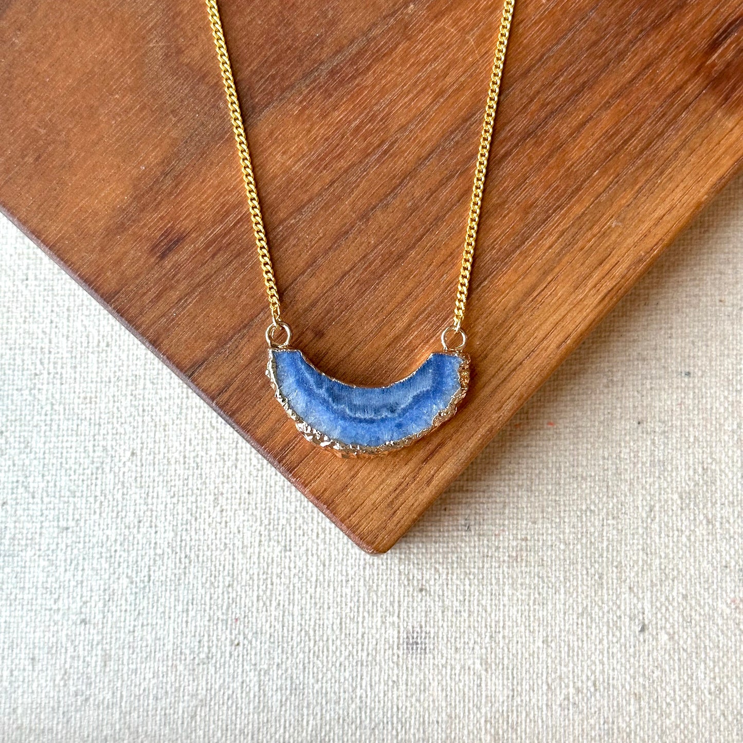 Blue Agate Gold-plated Sterling Silver Necklace