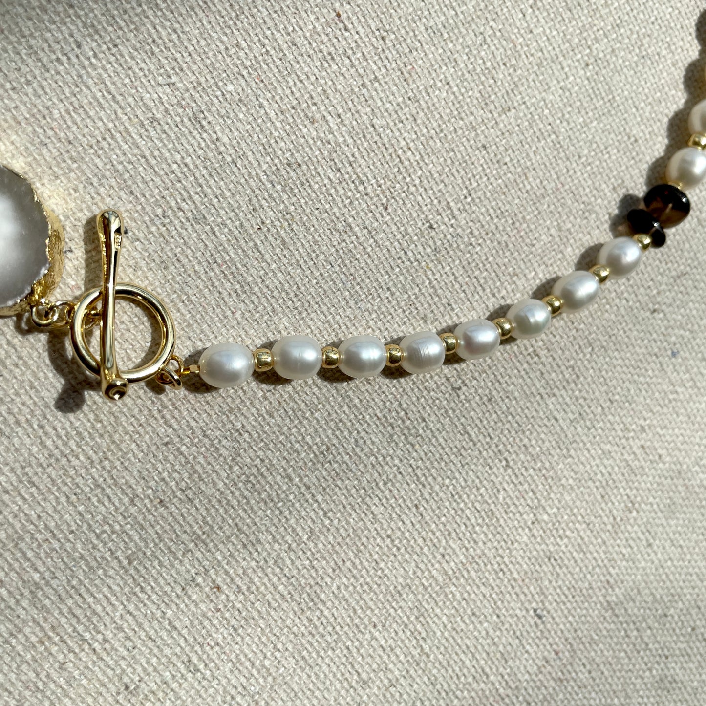 Smoky Quartz and Freshwater Pearl Beaded Choker Necklace