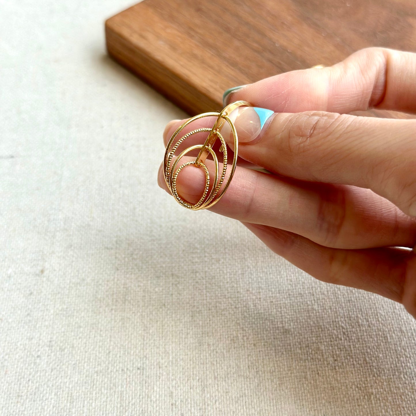 Leaves Gold-plated Italian Sterling Silver Hoop Earring