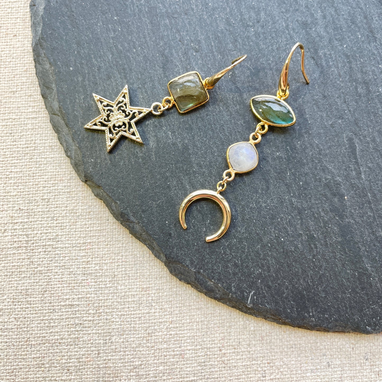 Labradorite And Moonstone Starry Earring