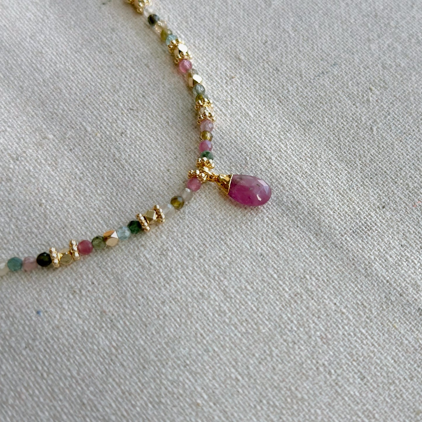 Tourmaline Mixed Beaded And Pink Tourmaline Necklace