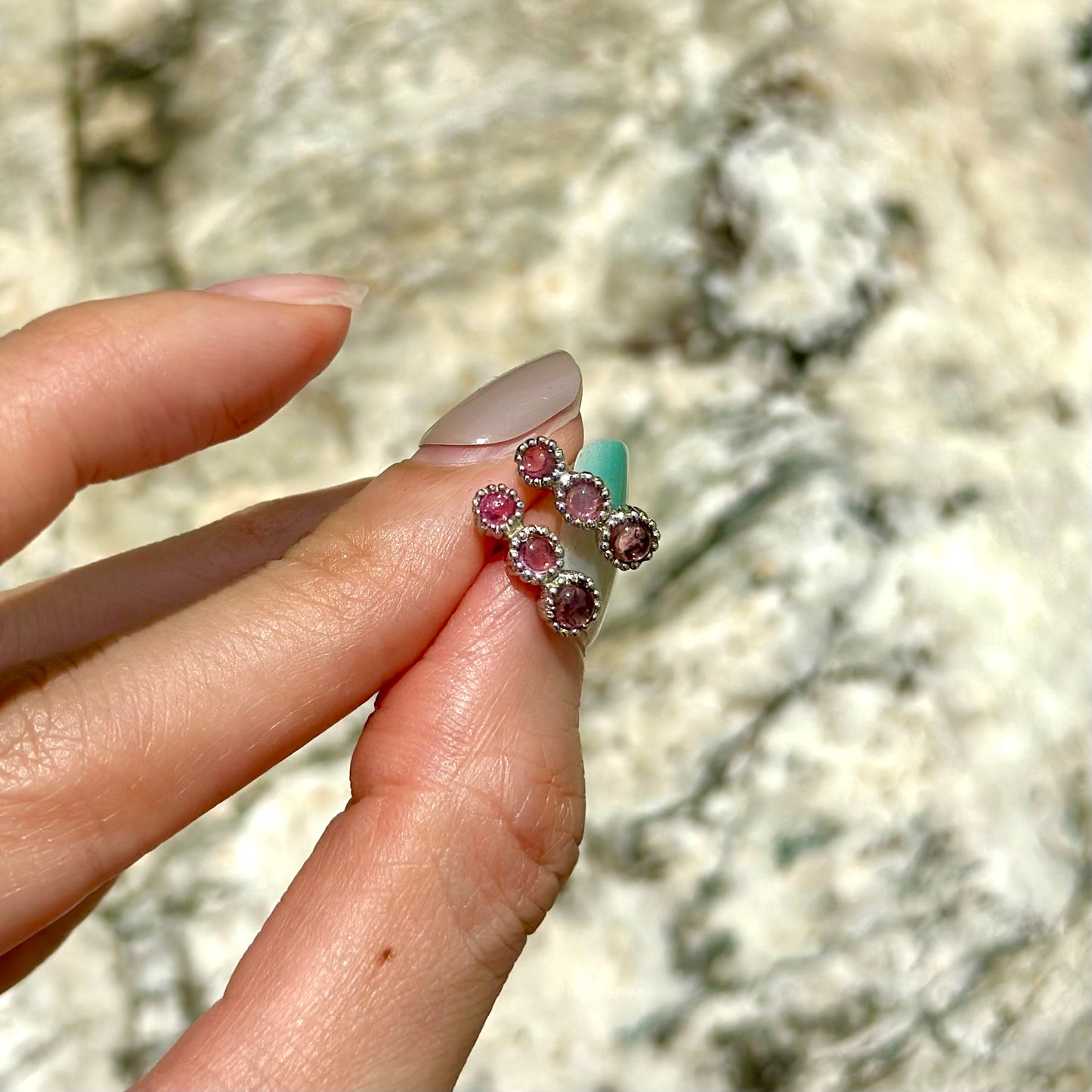 Pink Tourmaline Sterling Silver Ear Stud