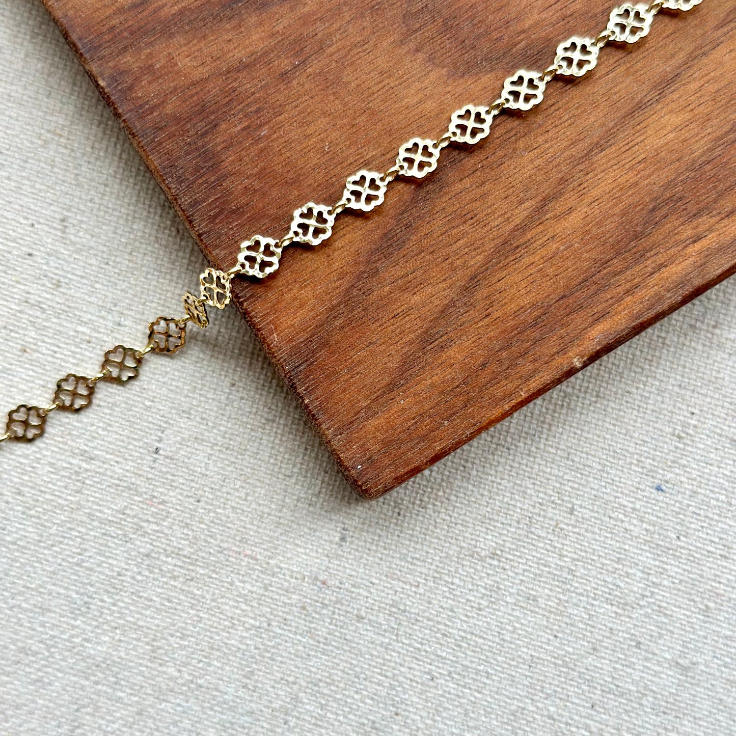 Gold-plated Italian Sterling Silver Clover Cutout Choker Necklace