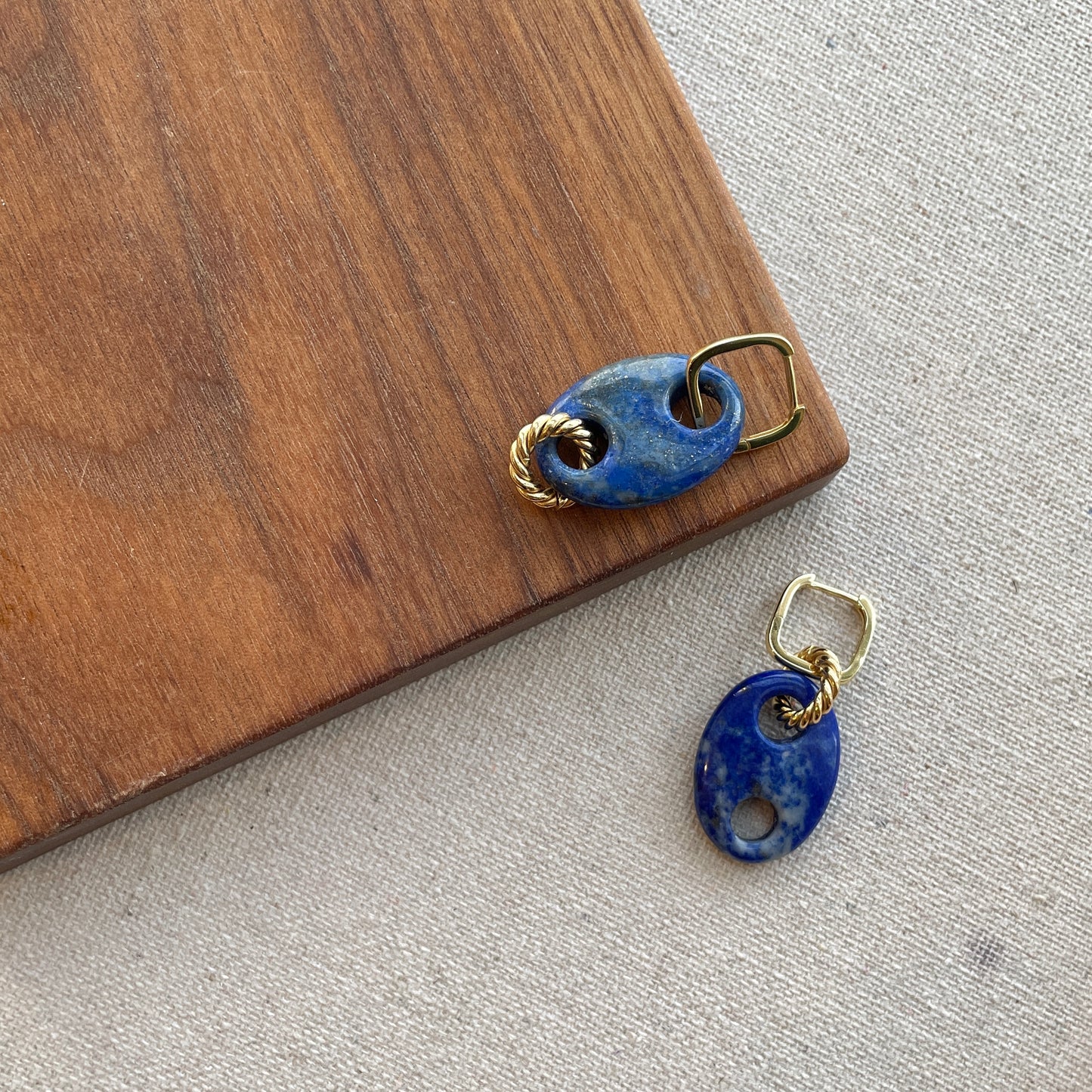 Lapis Two-way Gold-plated Ear Hoop