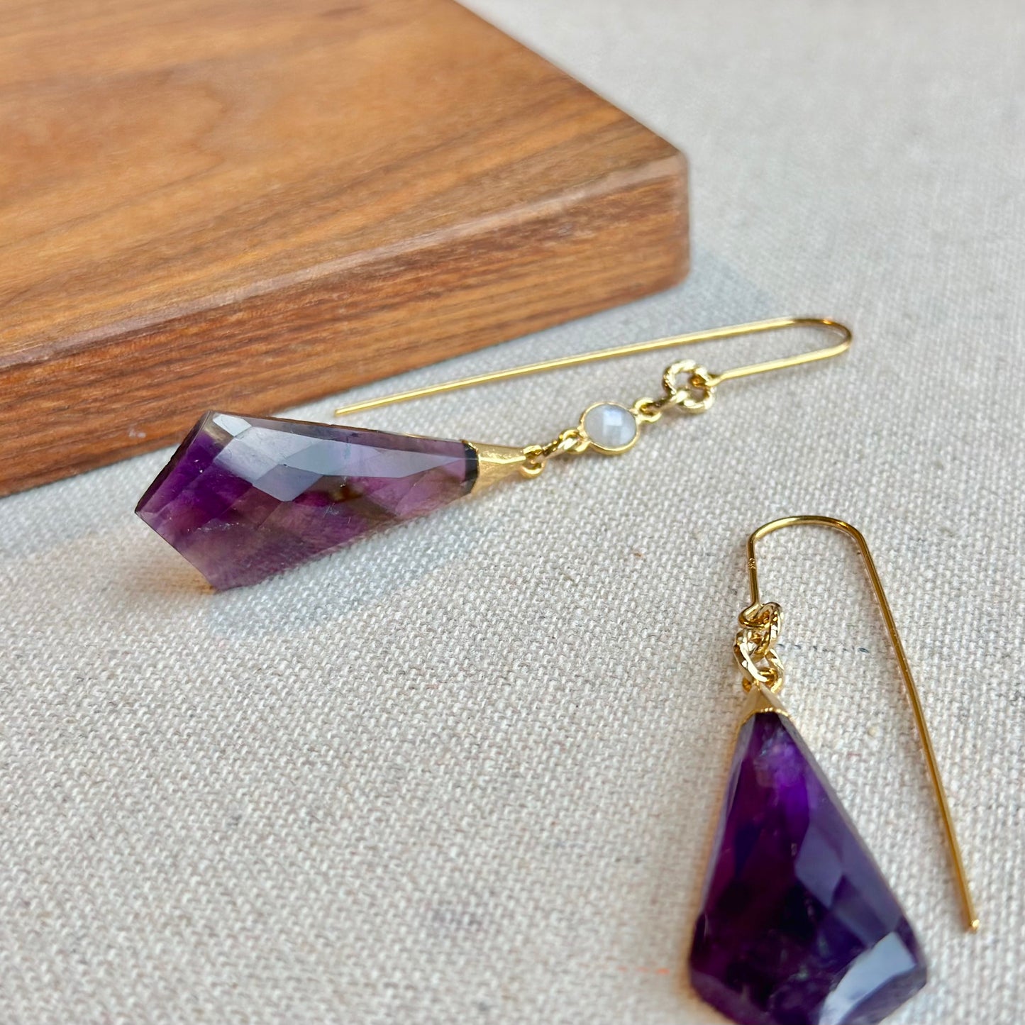 Amethyst And Moonstone Gold-plated Sterling Silver Earring