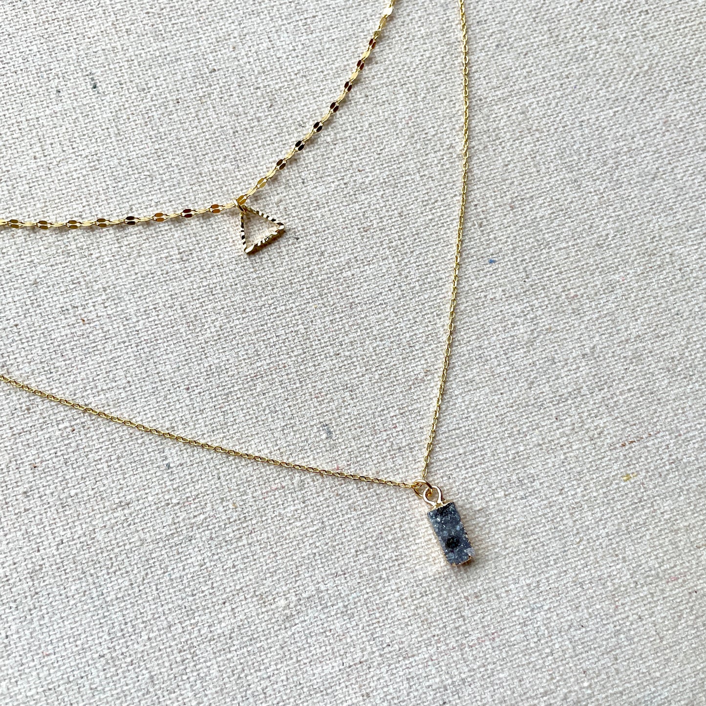 Double Layer Druzy Stone Gold-plated Necklace