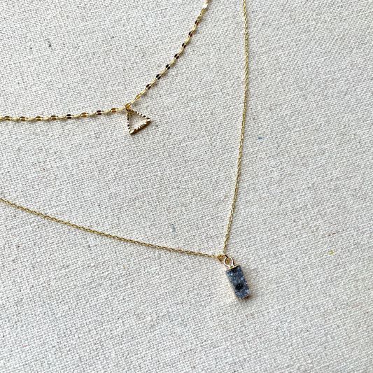 Double Layer Druzy Stone Gold-plated Necklace