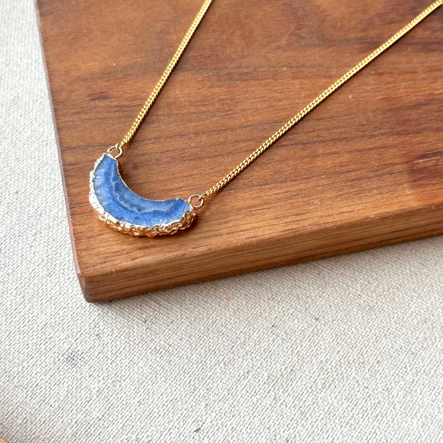 Blue Agate Gold-plated Sterling Silver Necklace