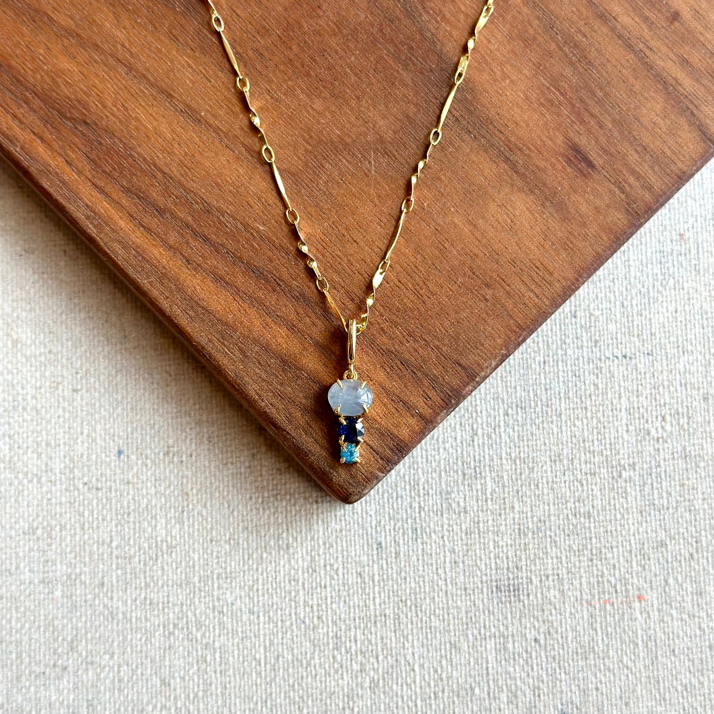 Sapphire And Star Sapphire With Topaz Gold-plated Sterling Silver Necklace